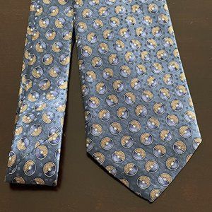ROBERT TALBOTT Best of Class Silk Necktie Designer Geometric GrayBlue/Gold